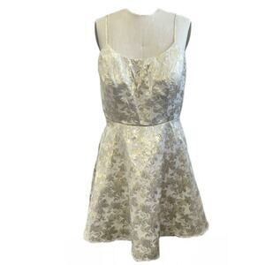 Trixxi Clothing Company Mini Dress Gold/Ivory Spaghetti Straps Prom Party Size L